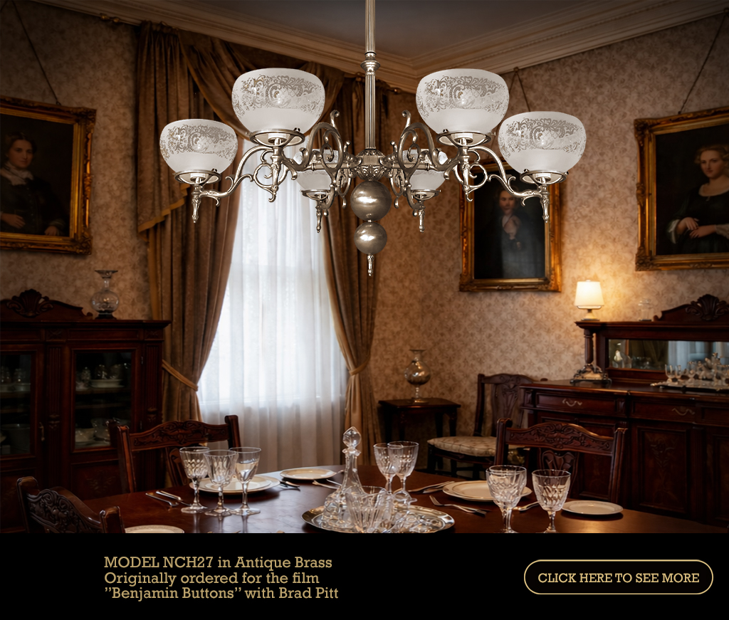 NCH27 a vintage antique Victorian style hand crafted ceiling lighting fixture chandelier in antique brass 